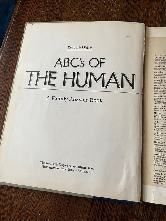 Other - Reader's Digest "ABC's of The Human" Hardcover Book - Cream Cover Page